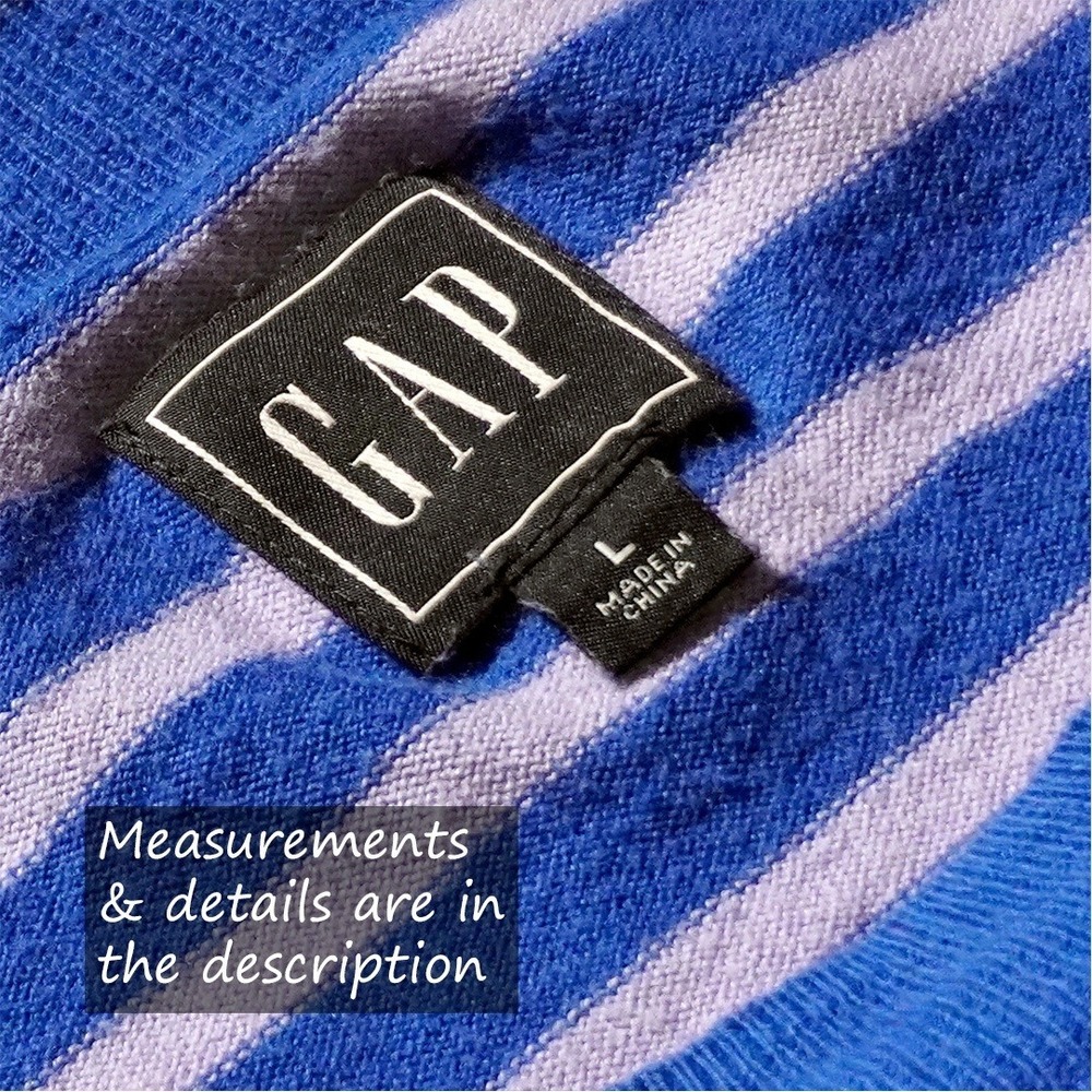 GAP Blue Stripe Lightweight Knit Pullover Sweater Relaxed Fit Plus Size 0X to 2X - Picture 5 of 7